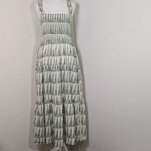 Marine Layer Selene Geometric Maxi Dress in Green and White